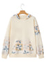 Beige Western Geo Pattern Patchwork Hoodie with Kangaroo Pocket
