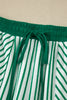 Sky Blue Stripe Crew Neck Tee Drawstring Waist Cropped Pants Set