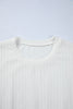 White Solid Color Textured Drop Shoulder Long Sleeve Peplum Top