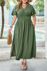 Four Leaf Clover Surplice Neckline Shirred High Waist Plus Size Maxi Dress