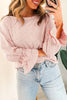 Gossamer Pink Ruffle Sleeve Long Sleeve Loose Pullover Top