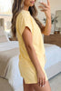 Yellow Eyelet Lace Patchwork Sleeve Short 2pcs Outfit