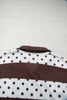 Brown Stripe Patchwork Polka Dot Accent Quarter Zip Long Sleeve Top
