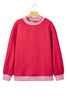 Pink Colorblock Polka Dot Contrast Trim Oversized Sweatshirt