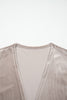 Smoke Gray 3/4 Sleeve Open Front Velvet Kimono