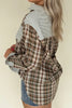 Brown Plaid Print Striped Patchwork Single Chest Pocket Buttoned Shirt