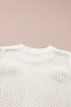 White Colorful Bow Knit Mock Neck Short Sleeve Sweater