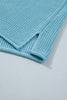 Mist Blue Exposed Seam Detail Half Sleeve Loose Sweater