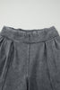 Medium Grey Mineral Wash Jogger Style High Waist Casual Pants