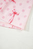 Pink Bow Print Contrast Pipping Short Pajamas Set
