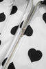 White Double Flap Pocket Heart Print Collar Zip Jacket