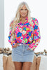Rose Flower Bomb V Neck Blouse