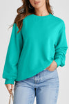 Black Plain Drop Shoulder Crewneck Pullover Sweatshirt