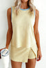 Yellow Contrast Trim Ribbed Tank Split Skort 2pcs Set