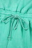 Sea Green Mineral Wash Drawstring Waist Hollow Out Back Short Sleeve Romper
