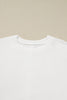 White Plus Size Exposed Seam Detail Contrast Dot Floral Patchwork Sleeve Sweatshirt