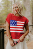 Sky Blue Flag Graphic Short Sleeve Sweater Top