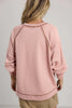 Delicacy Exposed Seam Textured Knit V Neck Pullover Top