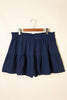 Navy Blue Plus Size Frilled Elastic Waist Lace Trim Boho Ruffled Shorts