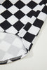 Black Checkerboard Flap Pocket Button Front Shacket