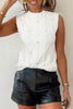 White Pearled High Neck Textured Knit Sweater Vest