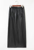 Black Faux Leather Side Slit Maxi Skirt