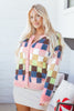 Multicolour Plush Checkered Pattern Button Front Cardigan Sweater