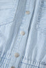 Sky Blue Stripe Collared Button Front Sleeveless Denim Mini Dress