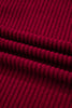 Racing Red Ribbed V Neck Contrast Ribbon Bow Back Drop Shoulder Long Sleeve Top