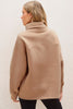 Light French Beige Drawstring Turtleneck Dolman Sleeve Sweatshirt