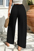 Color black Solid Color Textured Crossed Waist Loose Pants