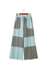 Beau Blue Raw Seam Colorblock Wide Leg Ankle Length Casual Pants
