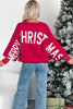 Fiery Red HO HO HO MERRY CHRISTMAS Drop Shoulder Loose Sweater