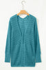 Lapis Mix Pattern Hollowed Knit Open Front Cardigan