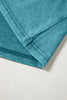 Turquoise Mineral Wash Western Embroidered Detail Short Puff Sleeve Cotton Tee