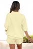 Light Pink Solid Color Exposed Seam Mock Neck Oversize Tee Casual Shorts 2pcs Outfit