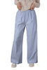 Sky Blue Stripe Buttoned Detail Loose Casual Pants