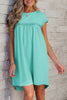 Mint Green Frilled Trim Crew Neck Loose Fit Mini Dress