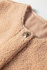 Light French Beige Big Button Accent Fuzzy Pocket Vest