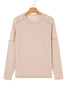Green Bay Twist Ribbed Exposed Seam Detail Long Sleeve Loose Top