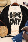 Khaki Game Day Rugby Football Season Leopard Lightning T Shirt