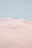 Light Pink BLESSED Embroidered Trim Patch Graphic Plus Size Mock Neck Sweatshirt