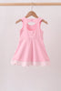 Pink Performance Bow Sash Scalloped Dress