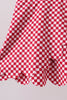 Red checkered bow active dress