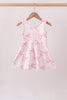Pink Performance Bow Print Scalloped Dress