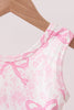 Pink Performance Bow Print Scalloped Dress