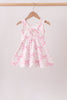 Pink Performance Bow Print Scalloped Dress