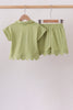 Sage scalloped zipper shorts set