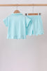 Light blue scalloped zipper shorts set
