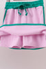 Pink color block Ringer Skorts Set